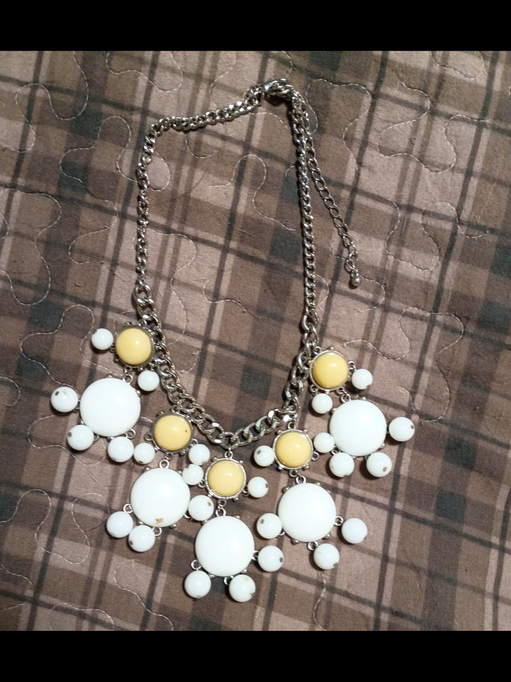 Yellow and White Statement Necklace - Women Jewelry